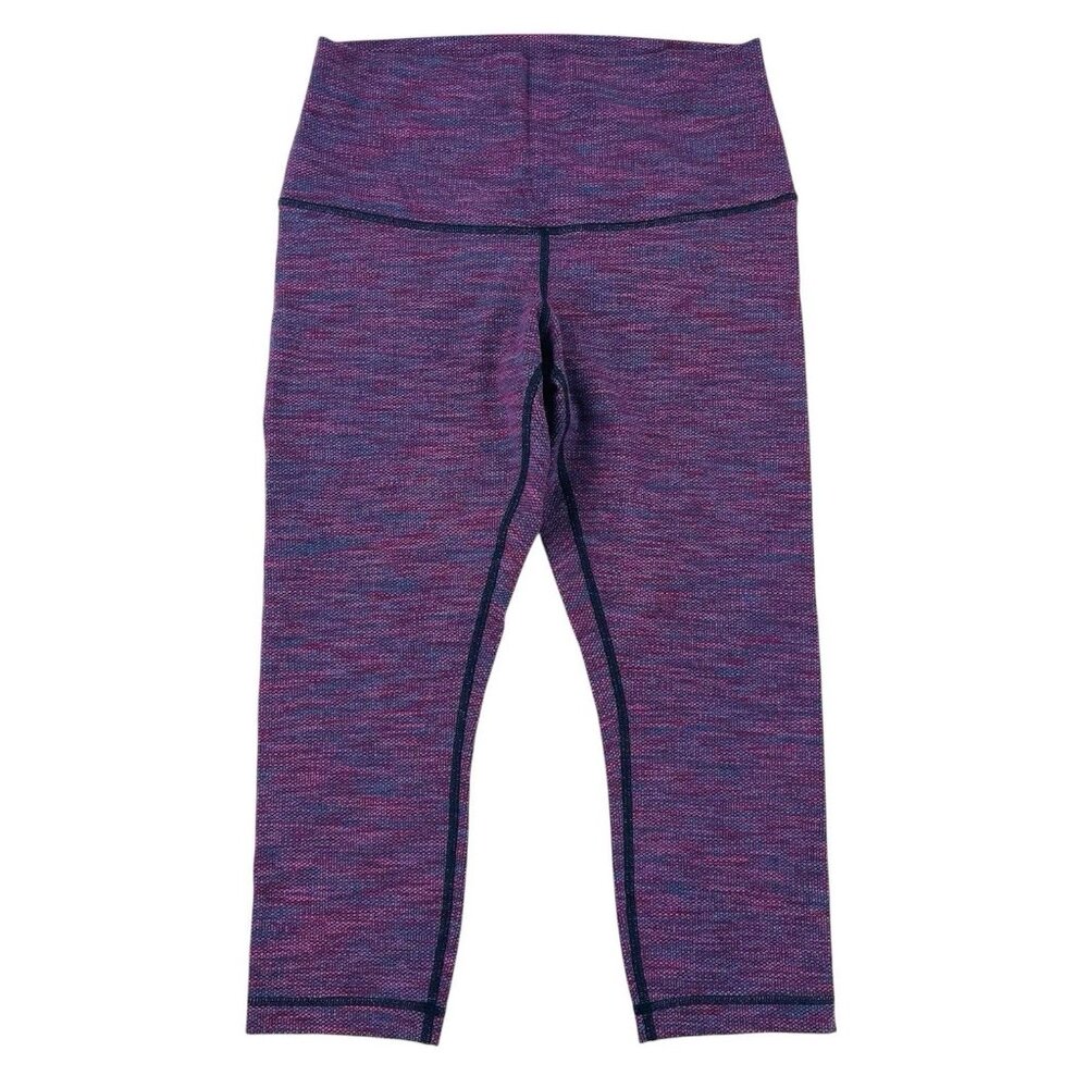 Lululemon Wunder Under Crop II Leggings Size 6 Purple Jacquard Space Dye